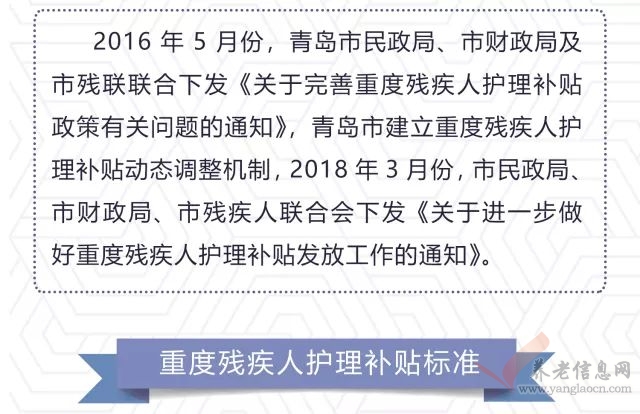 一圖讀懂青島重度殘疾人護(hù)理補(bǔ)貼政策