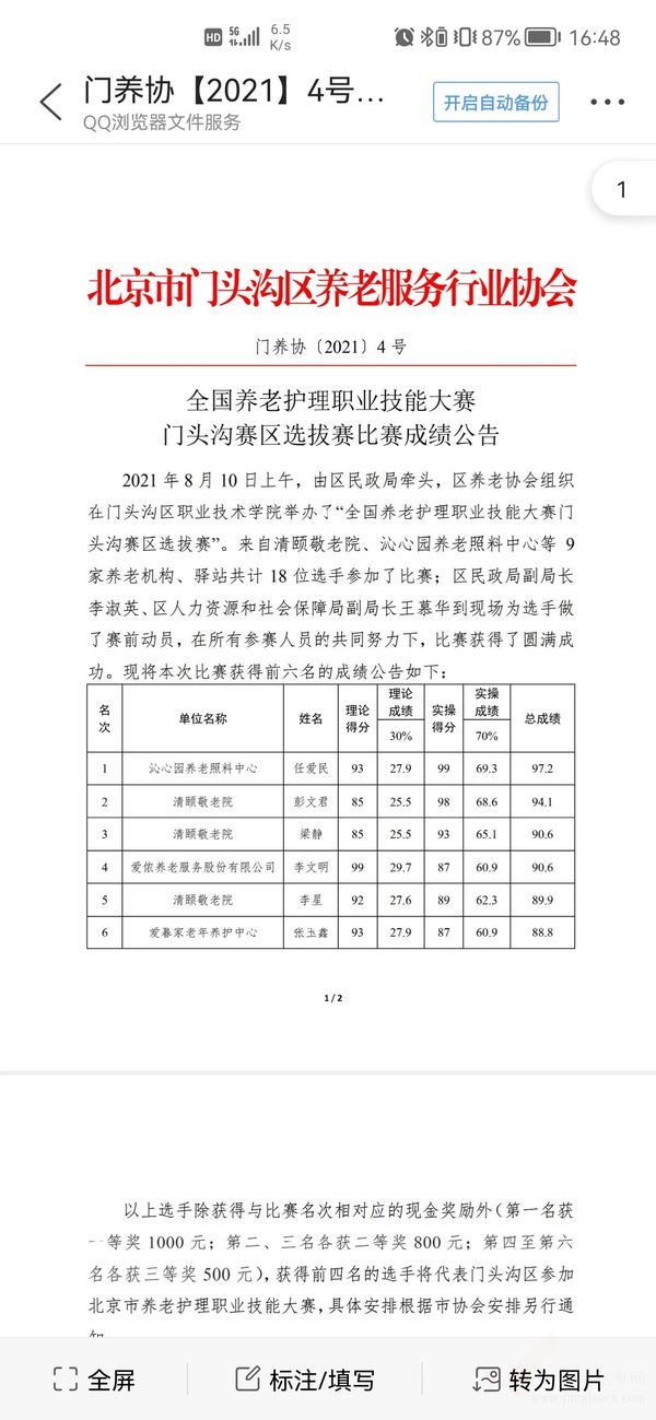 首鋼沁心園養(yǎng)老照料中心護(hù)理員任愛(ài)民榮獲全國(guó)養(yǎng)老護(hù)理職業(yè)技能大賽門(mén)頭溝賽區(qū)第一名