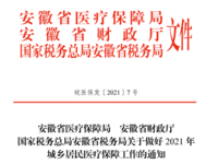 安徽省醫(yī)療保障局 安徽省財(cái)政廳 國家稅務(wù)總局安徽省稅務(wù)局 關(guān)于做好2021年城鄉(xiāng)居民醫(yī)療保障工作的通知 皖醫(yī)保發(fā)〔2021〕7號