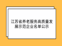 江蘇省養(yǎng)老服務高質量發(fā)展示范企業(yè)名單（15家）