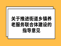 關(guān)于推進(jìn)街道鄉(xiāng)鎮(zhèn)養(yǎng)老服務(wù)聯(lián)合體建設(shè)的指導(dǎo)意見(jiàn)