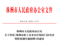 株洲市職工基本醫(yī)療保險門診共濟保障機制實施細則 株政辦發(fā)〔2022〕16號