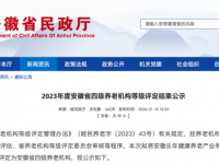 安徽省2023年度四級養(yǎng)老機構(gòu)評定結(jié)果公示！12家獲評