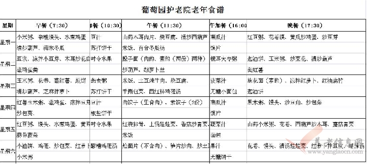 西安葡萄園養(yǎng)老院膳食介紹